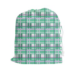 Green Plaid Pattern Drawstring Pouches (xxl) by Valentinaart