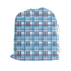 Blue Plaid Pattern Drawstring Pouches (xxl) by Valentinaart