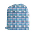 Blue plaid pattern Drawstring Pouches (XXL) View1