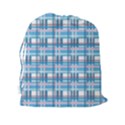 Blue plaid pattern Drawstring Pouches (XXL) View2