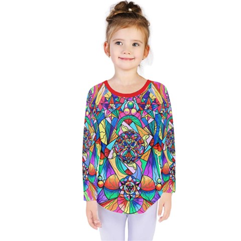 Blue Ray Transcendance Grid - Kids  Long Sleeve Tee by tealswan