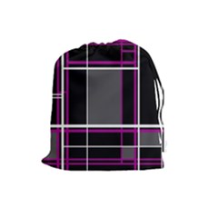 Simple Magenta Lines Drawstring Pouches (large)  by Valentinaart