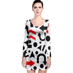 Red Right Direction Long Sleeve Bodycon Dress by Valentinaart