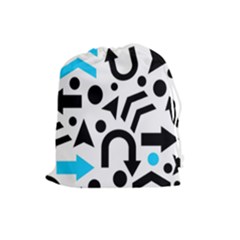 Cyan Right Direction Drawstring Pouches (large)  by Valentinaart
