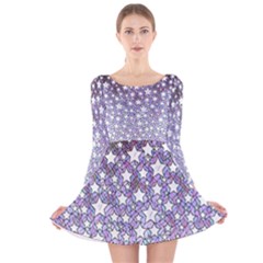 Multicolor Stars Abstract Design Long Sleeve Velvet Skater Dress by GabriellaDavid