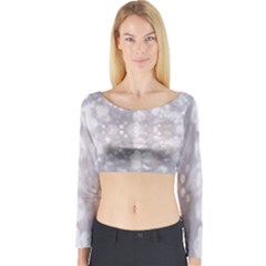 Light Circles, Rouge Aquarel Painting Long Sleeve Crop Top by picsaspassion