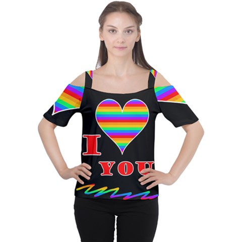 I Love You Women s Cutout Shoulder Tee by Valentinaart
