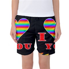 I Love You Women s Basketball Shorts by Valentinaart