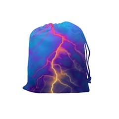 Lightning Colors, Blue Sky, Pink Orange Yellow Drawstring Pouches (large)  by picsaspassion