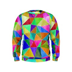 Triangles, Colorful Watercolor Art  Painting Kids  Sweatshirt by picsaspassion
