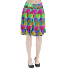 Triangles, Colorful Watercolor Art  Painting Pleated Skirt by picsaspassion