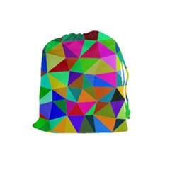 Colorful Triangles, Oil Painting Art Drawstring Pouches (large)  by picsaspassion