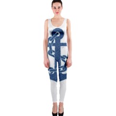Blue Anchor Oil Painting Art Onepiece Catsuit by picsaspassion