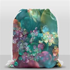 Butterflies, Bubbles, And Flowers Drawstring Bag (small) by WolfepawFractals