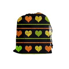 Colorful Harts Pattern Drawstring Pouches (large)  by Valentinaart