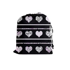 Elegant Harts Pattern Drawstring Pouches (large)  by Valentinaart