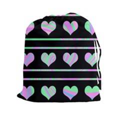 Pastel Harts Pattern Drawstring Pouches (xxl) by Valentinaart