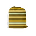 Elegant Shades of Primrose Yellow Brown Orange Stripes Pattern Drawstring Pouches (Large)  View2