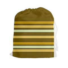 Elegant Shades Of Primrose Yellow Brown Orange Stripes Pattern Drawstring Pouches (xxl) by yoursparklingshop