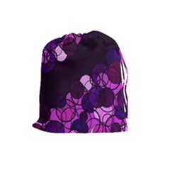 Purple Bubbles Drawstring Pouches (large)  by Valentinaart