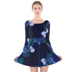 Blue Bubbles Long Sleeve Velvet Skater Dress by Valentinaart