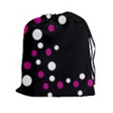Pink and white dots Drawstring Pouches (XXL) View1