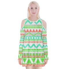 Cute Bohemian Velvet Long Sleeve Shoulder Cutout Dress by Brittlevirginclothing