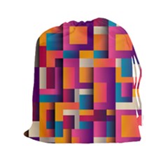 Abstract Background Geometry Blocks Drawstring Pouches (xxl) by Amaryn4rt