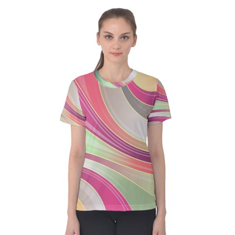 Abstract Colorful Background Wavy Women s Cotton Tee by Amaryn4rt
