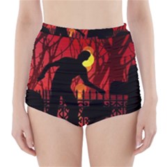 Horror Zombie Ghosts Creepy High-waisted Bikini Bottoms by Amaryn4rt