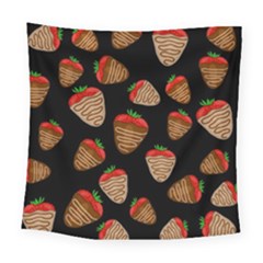 Chocolate Strawberries Pattern Square Tapestry (large) by Valentinaart