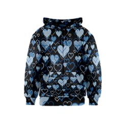 Blue Harts Pattern Kids  Zipper Hoodie by Valentinaart