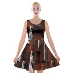 Abstract Architecture Building Business Velvet Skater Dress by Amaryn4rt
