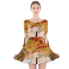 Art Kuecken Badespass Arrangemen Long Sleeve Velvet Skater Dress by Amaryn4rt