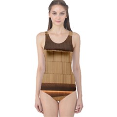 Architecture Art Boxes Brown One Piece Swimsuit by Amaryn4rt