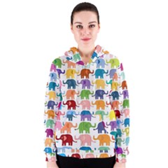Colorful Small Elephants Women s Zipper Hoodie by Brittlevirginclothing