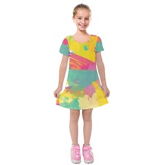 Paint Brush Kids  Short Sleeve Velvet Dress by Brittlevirginclothing