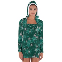 Star Seamless Tile Background Abstract Women s Long Sleeve Hooded T-shirt by Amaryn4rt