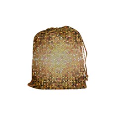 Yellow And Black Stained Glass Effect Drawstring Pouches (medium)  by Amaryn4rt