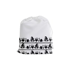 Simple Black And White Design Drawstring Pouches (medium)  by Valentinaart