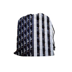 Architecture Building Pattern Drawstring Pouches (large)  by Amaryn4rt