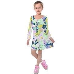 Colorful Paint Kids  Long Sleeve Velvet Dress by Brittlevirginclothing