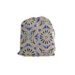 Ceramic Portugal Tiles Wall Drawstring Pouches (medium)  by Amaryn4rt