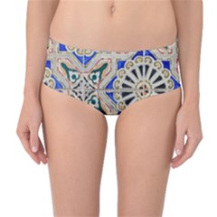Ceramic Portugal Tiles Wall Mid-waist Bikini Bottoms by Amaryn4rt