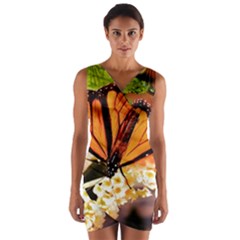 Monarch Butterfly Nature Orange Wrap Front Bodycon Dress by Amaryn4rt
