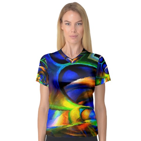Light Texture Abstract Background Women s V-neck Sport Mesh Tee by Amaryn4rt