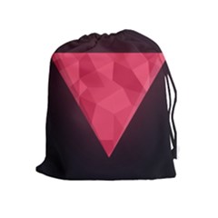 Geometric Triangle Pink Drawstring Pouches (extra Large) by Nexatart