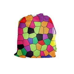 Stained Glass Abstract Background Drawstring Pouches (large)  by Nexatart