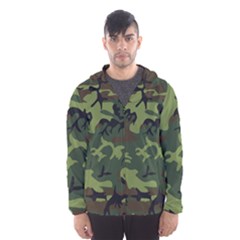 Camouflage Green Brown Black Hooded Wind Breaker (men) by Nexatart