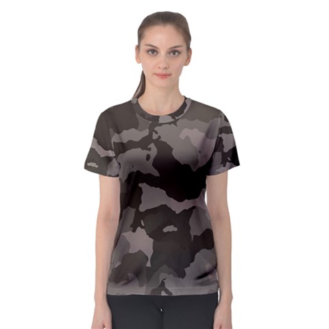 Background For Scrapbooking Or Other Camouflage Patterns Beige And Brown Women s Sport Mesh Tee by Nexatart